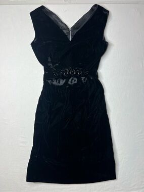 Vintage 1950s R&K Originals Black Velvet Sleeveless Dress Pin Up Cocktail
